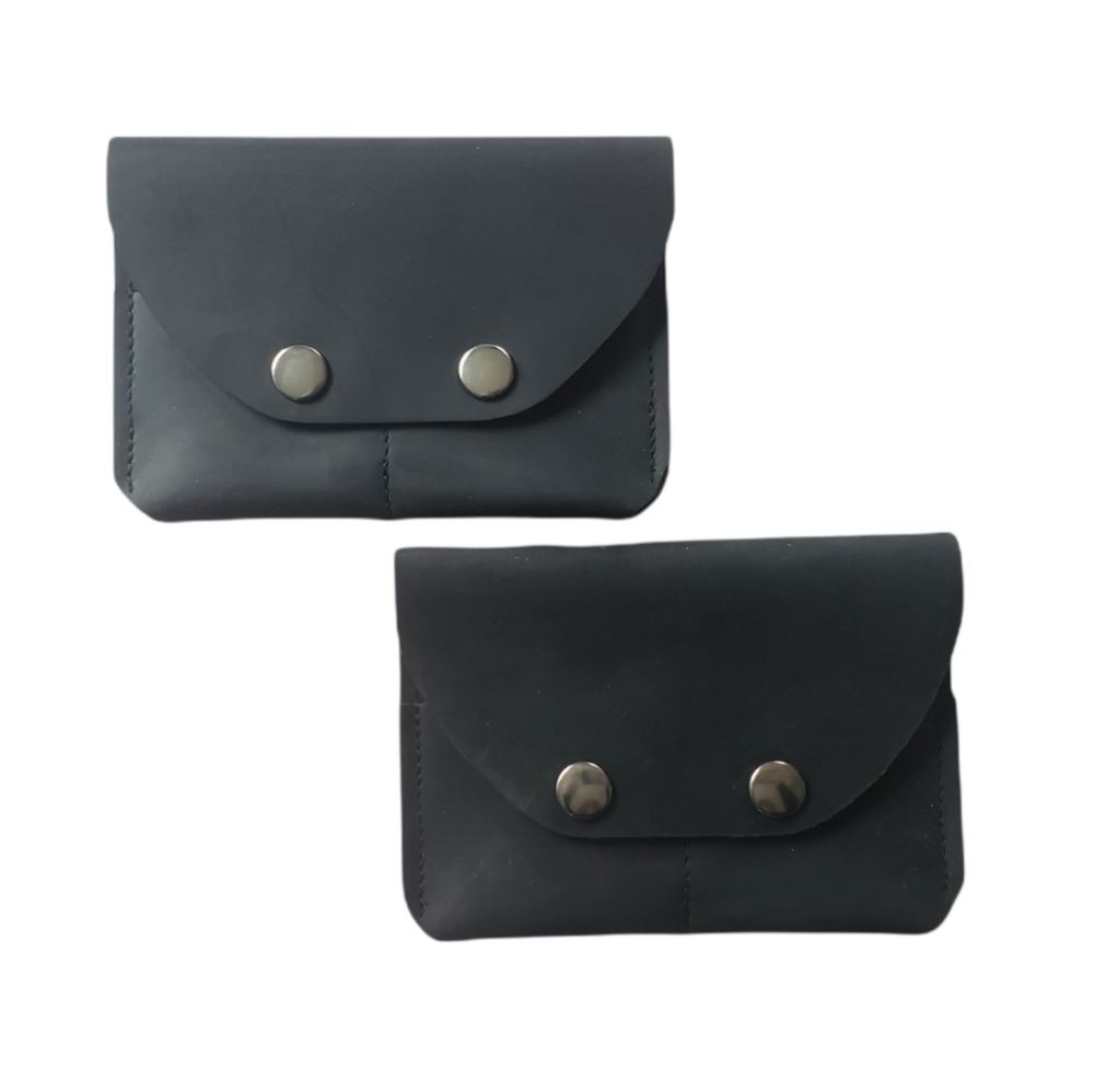 Full Grain Oil Tan Leather Black Wallet
